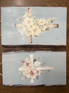 Set of Rustic Wooden Cross Plaques