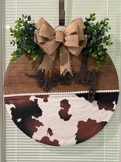 18 inch CowHide Door Sign