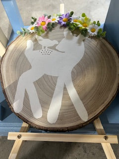 Rustic Hand-painted Fawn with Flower Crown