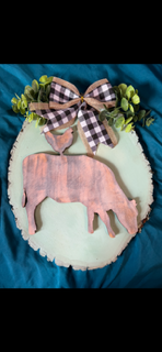 Distressed cow/chicken Wooden Plaque