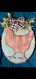 Distressed Chicken on Wooden Plaque