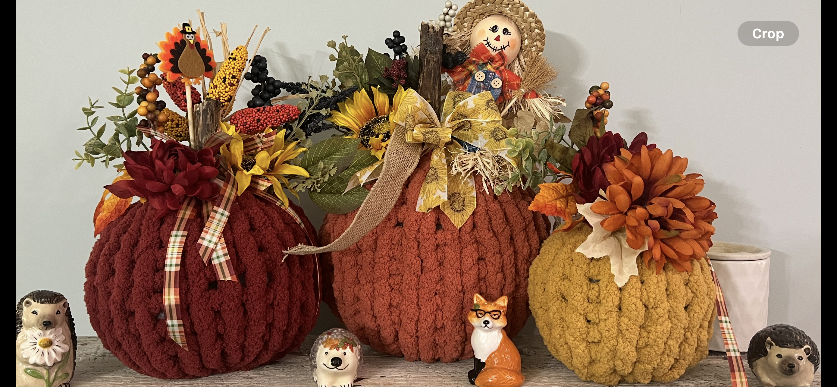 Hand-crocheted pumpkin set